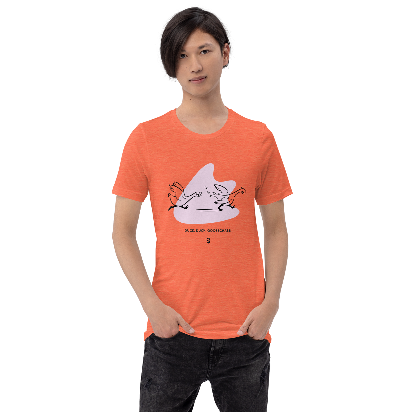 Lilac Duck, Duck, Goosechase Unisex T-shirt - Orange, Mustard, Cream or White