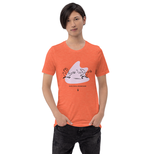 Lilac Duck, Duck, Goosechase Unisex T-shirt - Orange, Mustard, Cream or White