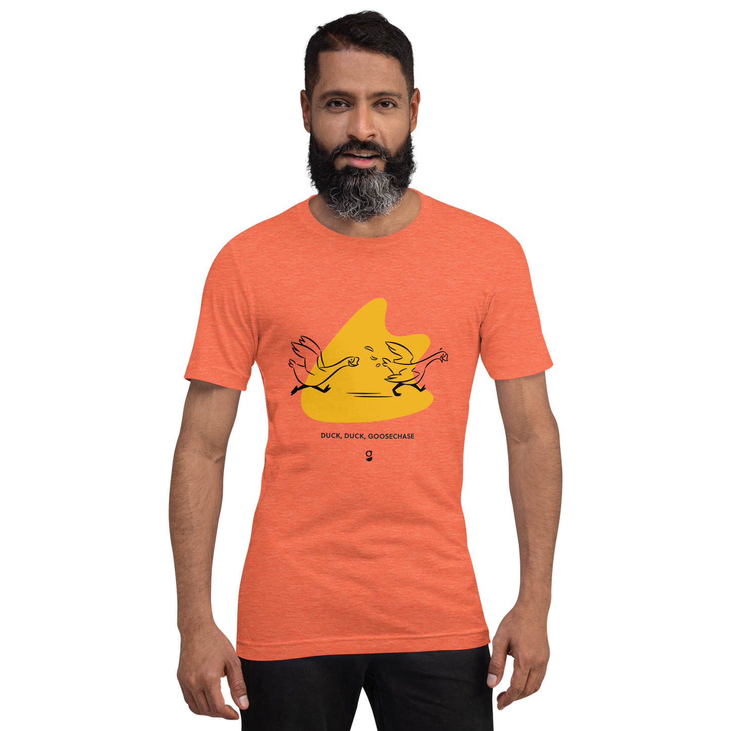 Yellow Duck, Duck, Goosechase Unisex T-shirt - Orange, Cream or White