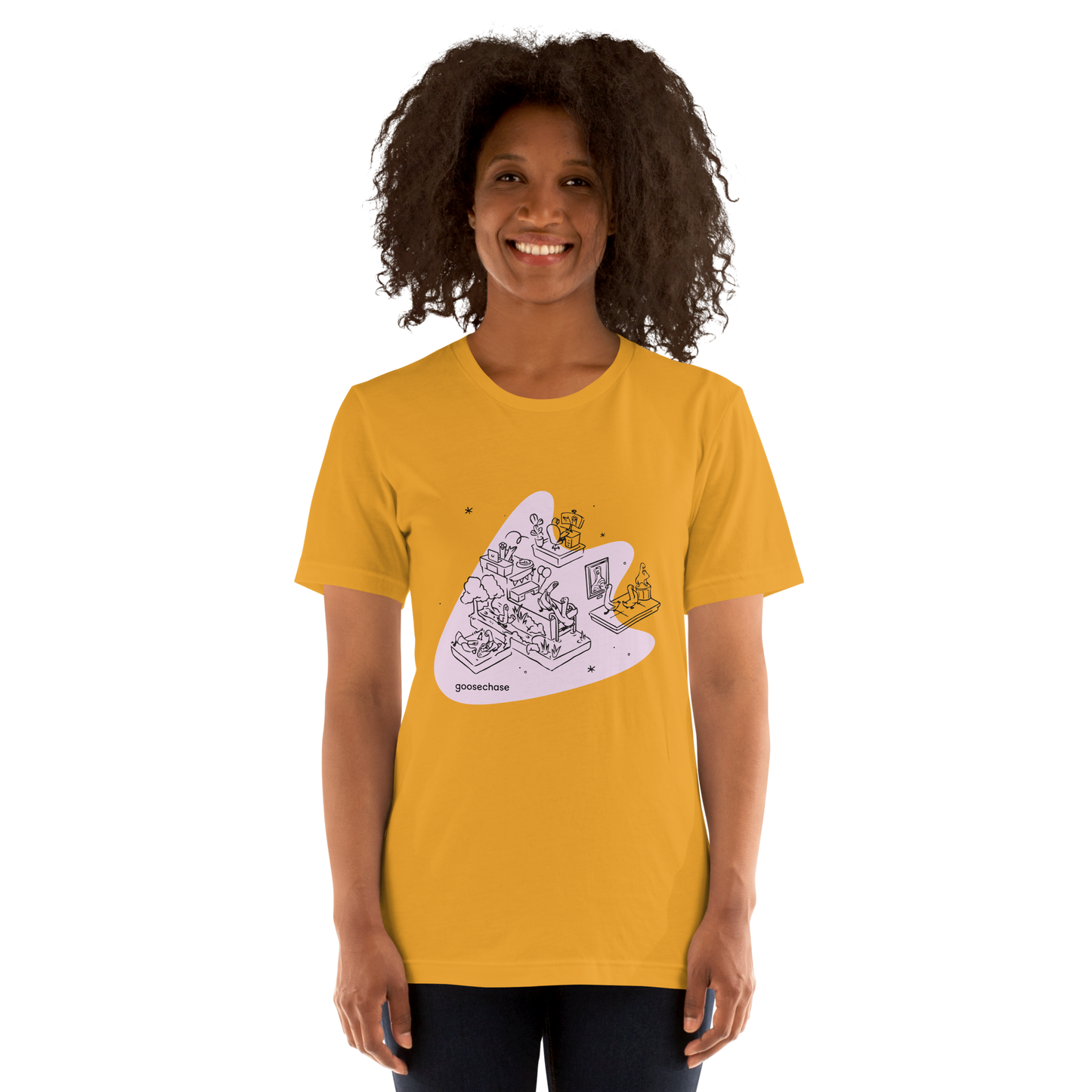 Goose Journeys Unisex T-shirt - Orange, Mustard, Cream or White