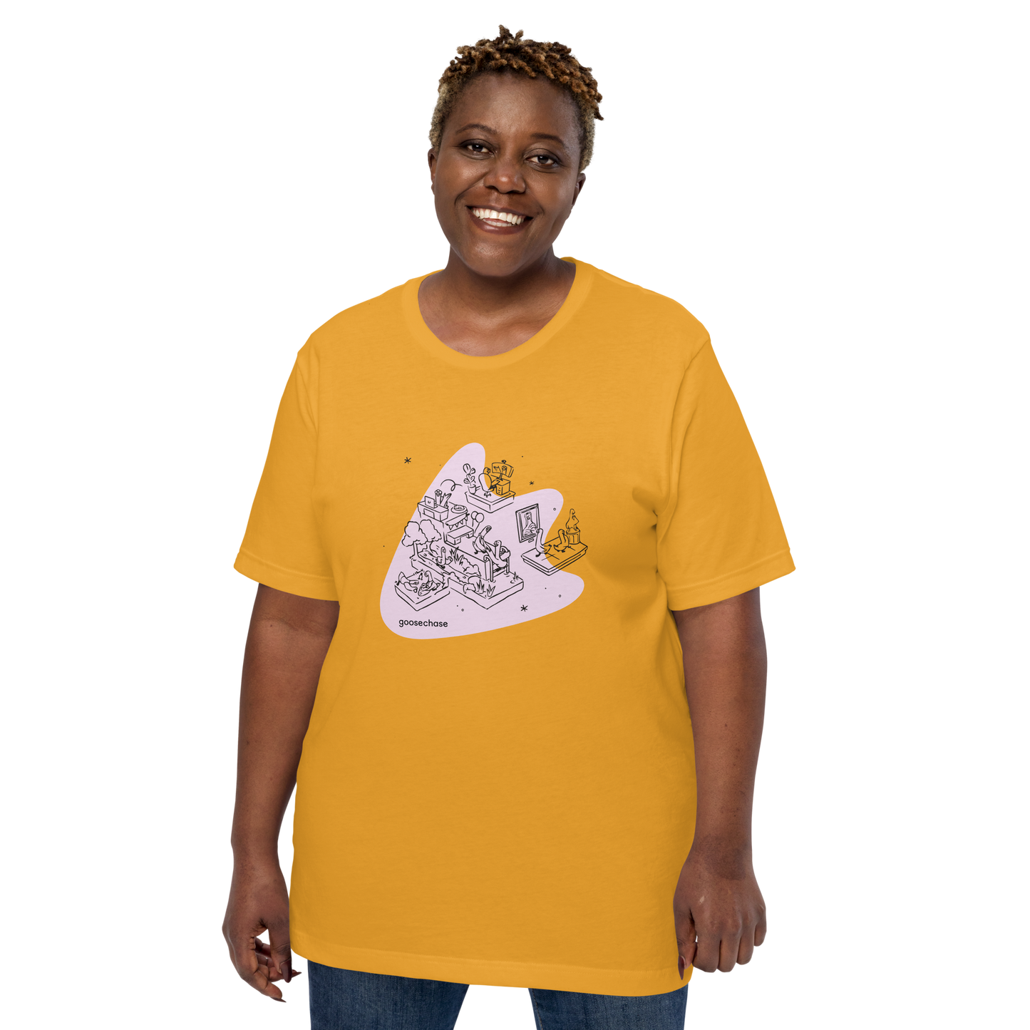 Goose Journeys Unisex T-shirt - Orange, Mustard, Cream or White