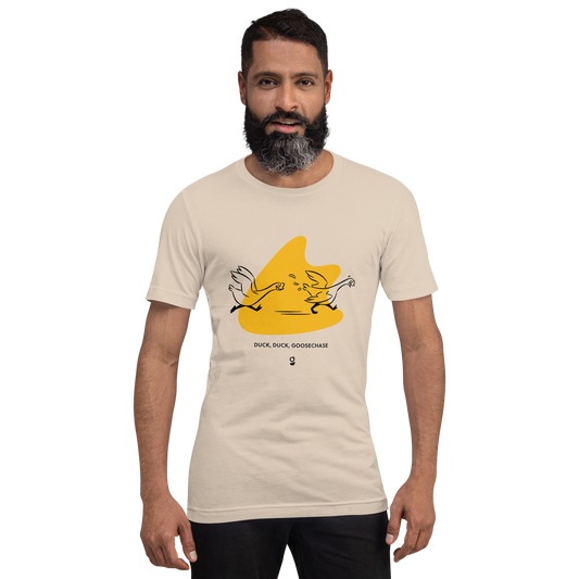 Yellow Duck, Duck, Goosechase Unisex T-shirt - Orange, Cream or White