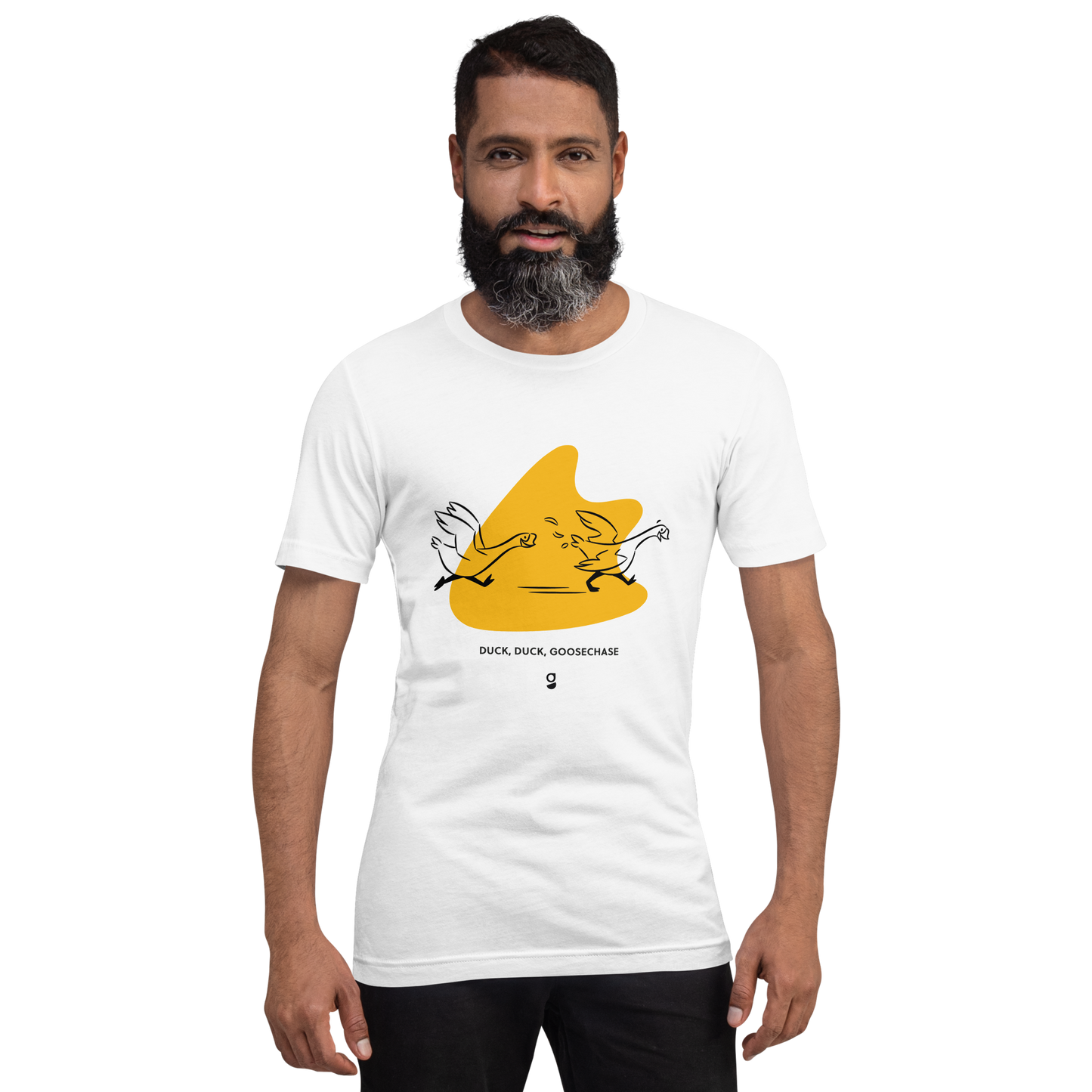 Yellow Duck, Duck, Goosechase Unisex T-shirt - Orange, Cream or White