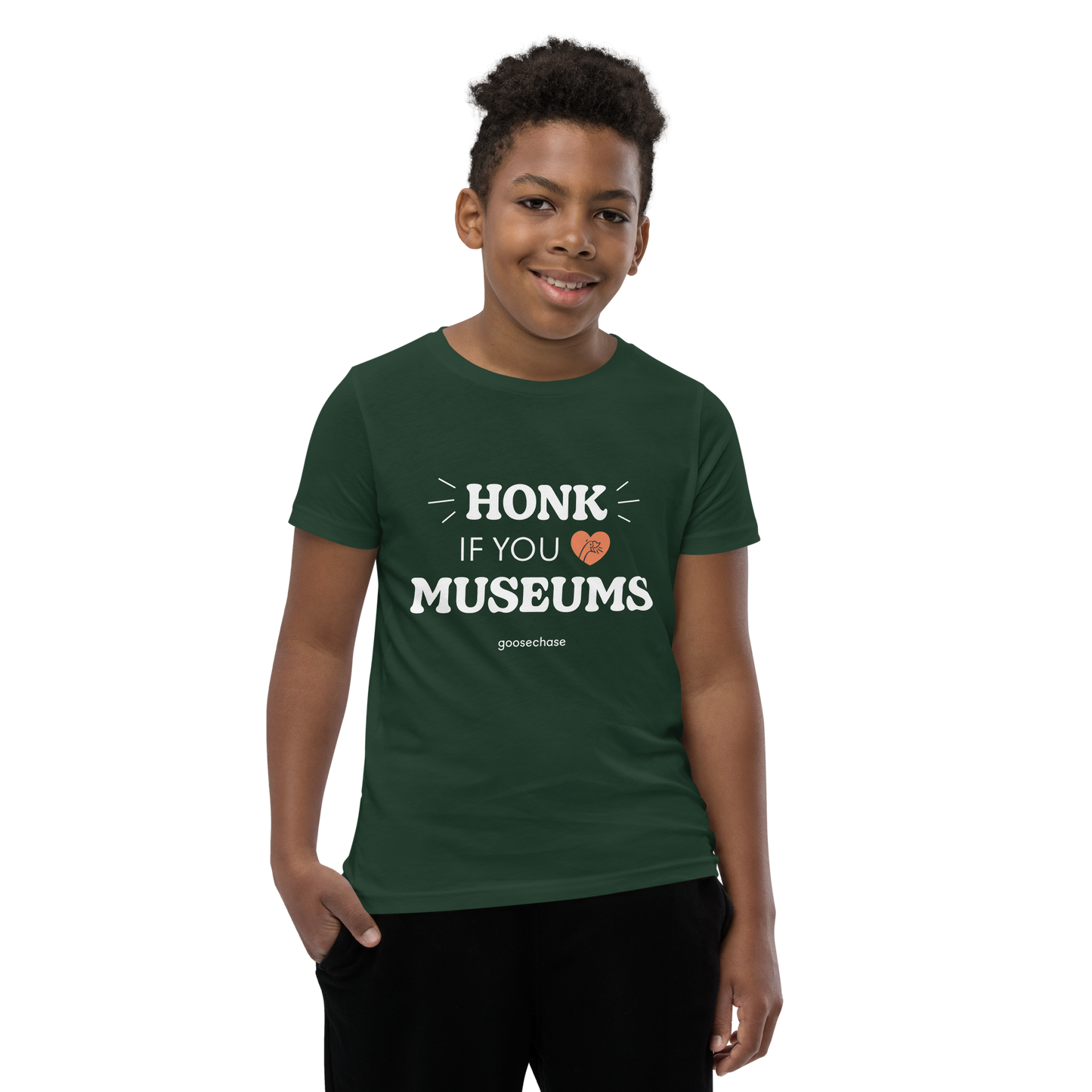 Honk if You Love Museums Youth T-Shirt - Green or Blue