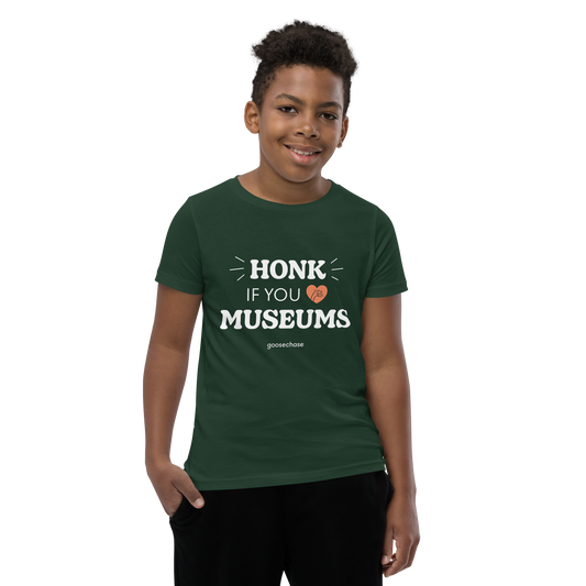 Honk if You Love Museums Youth T-Shirt - Green or Blue