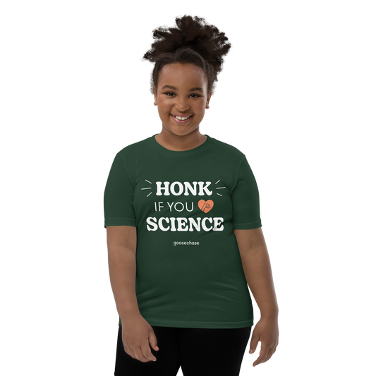 Honk if You Love Science Youth T-Shirt - Green or Blue