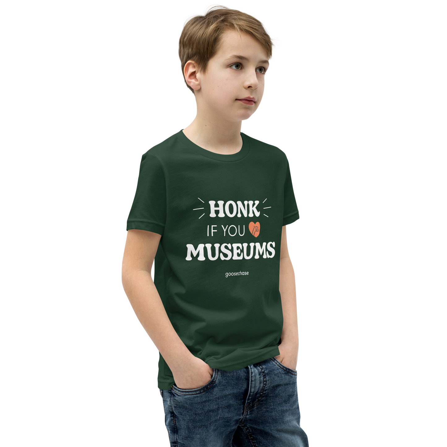 Honk if You Love Museums Youth T-Shirt - Green or Blue