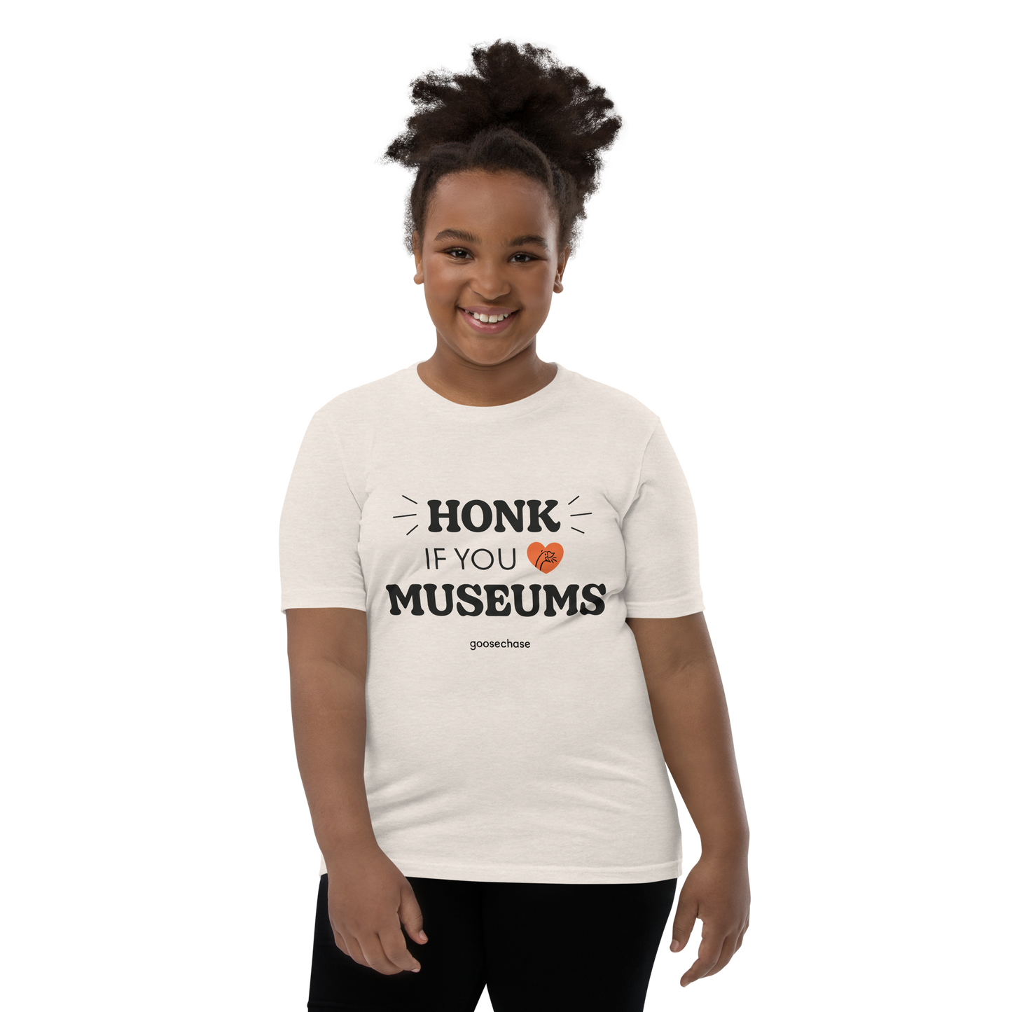 Honk if You Love Museums Youth T-Shirt - White or Cream