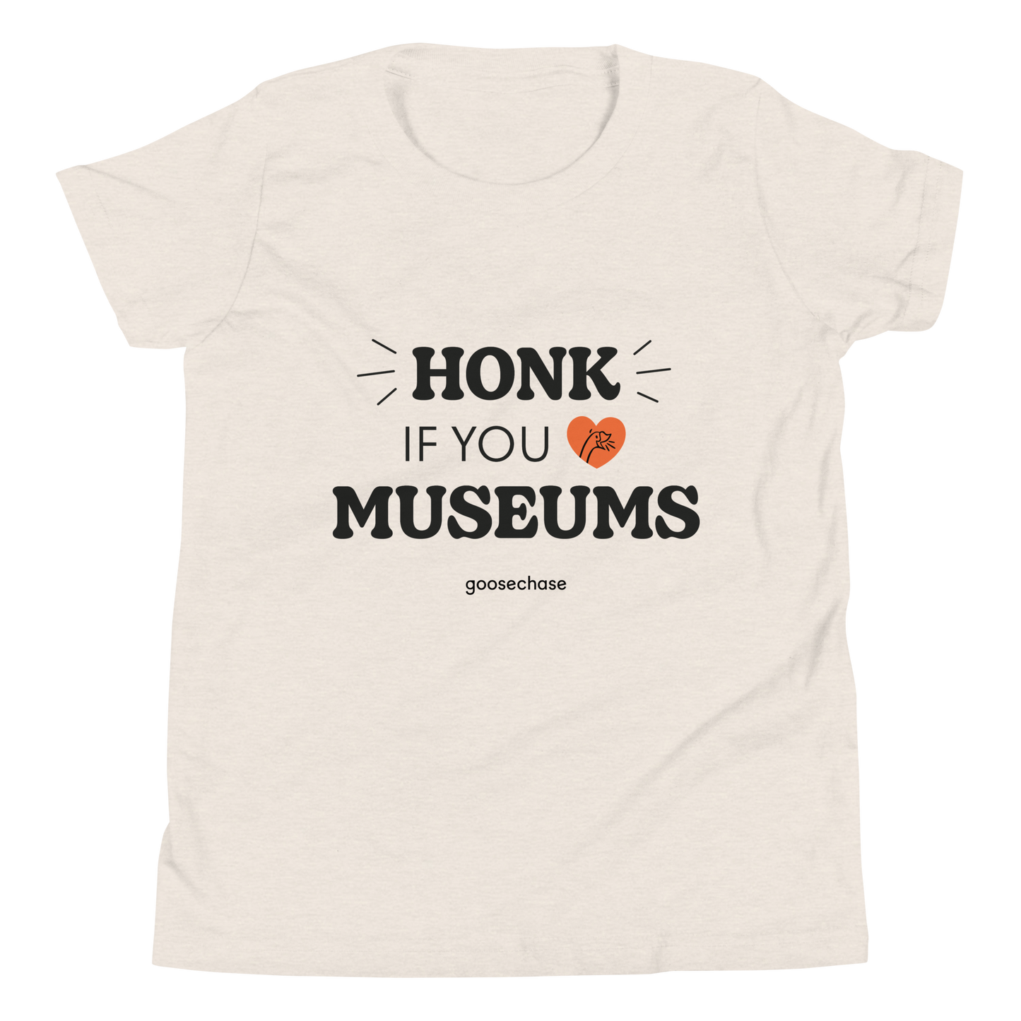 Honk if You Love Museums Youth T-Shirt - White or Cream