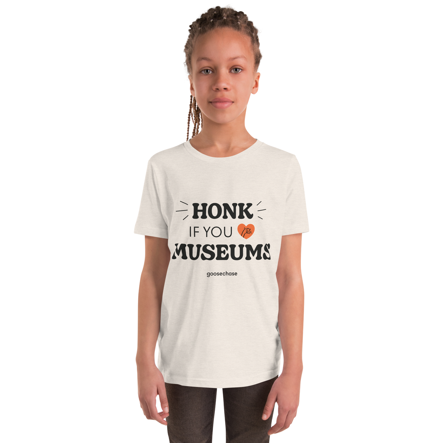 Honk if You Love Museums Youth T-Shirt - White or Cream