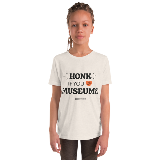 Honk if You Love Museums Youth T-Shirt - White or Cream