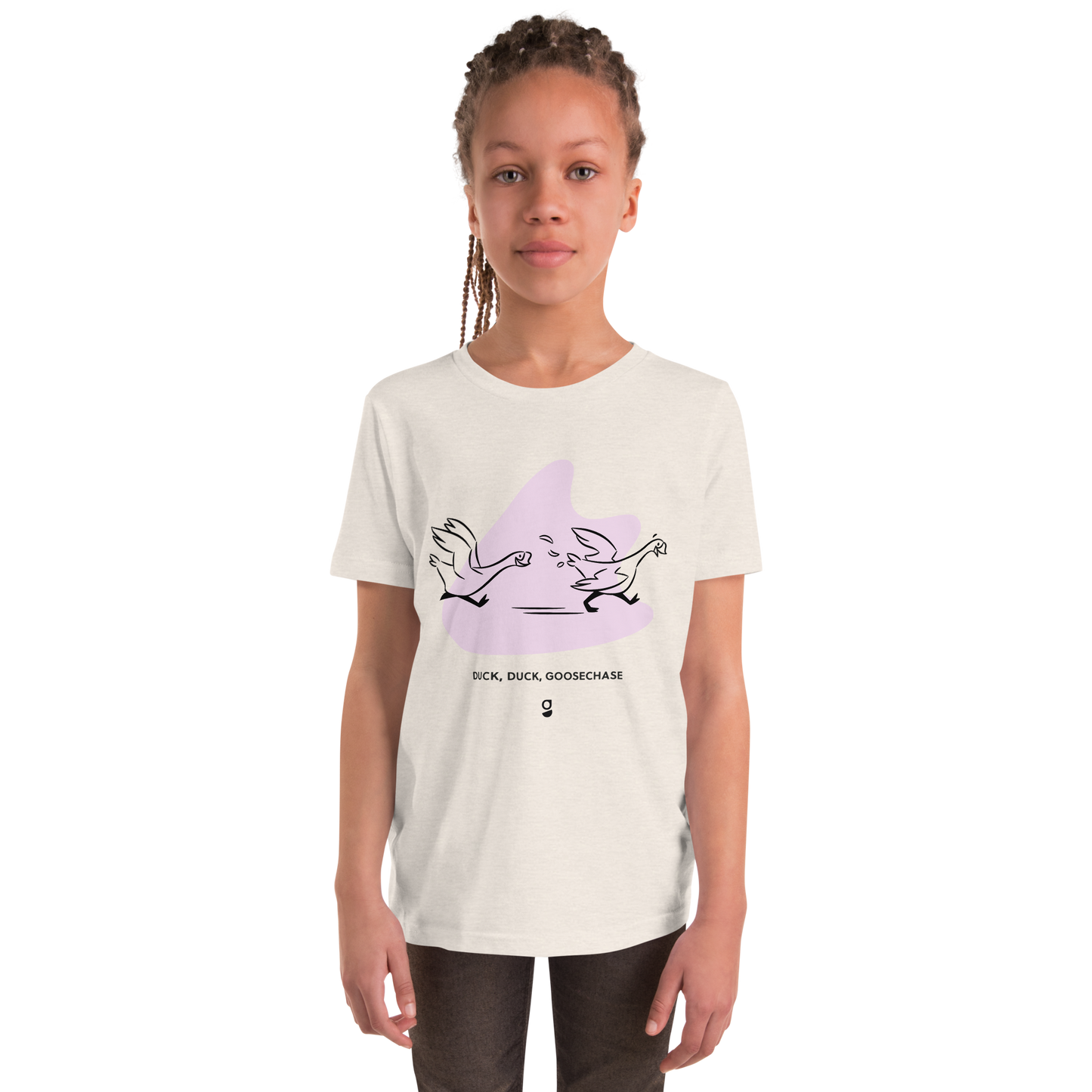 Lilac Duck, Duck, Goosechase Youth T-Shirt - Mustard, Cream or White