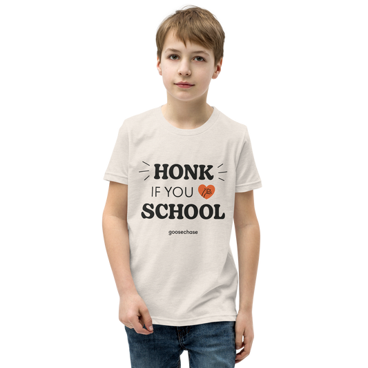 Honk If You Love School Youth T-Shirt - White or Cream