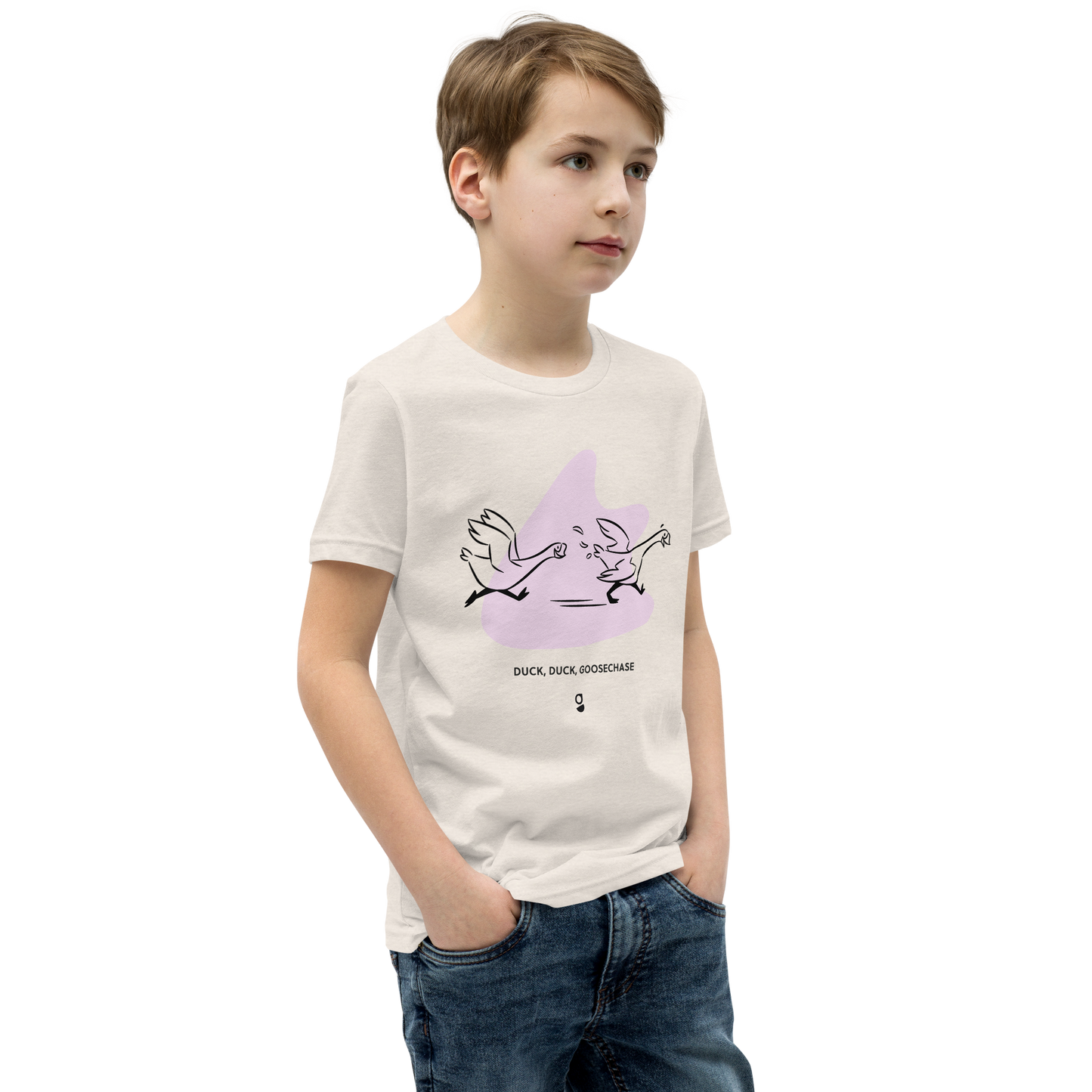 Lilac Duck, Duck, Goosechase Youth T-Shirt - Mustard, Cream or White