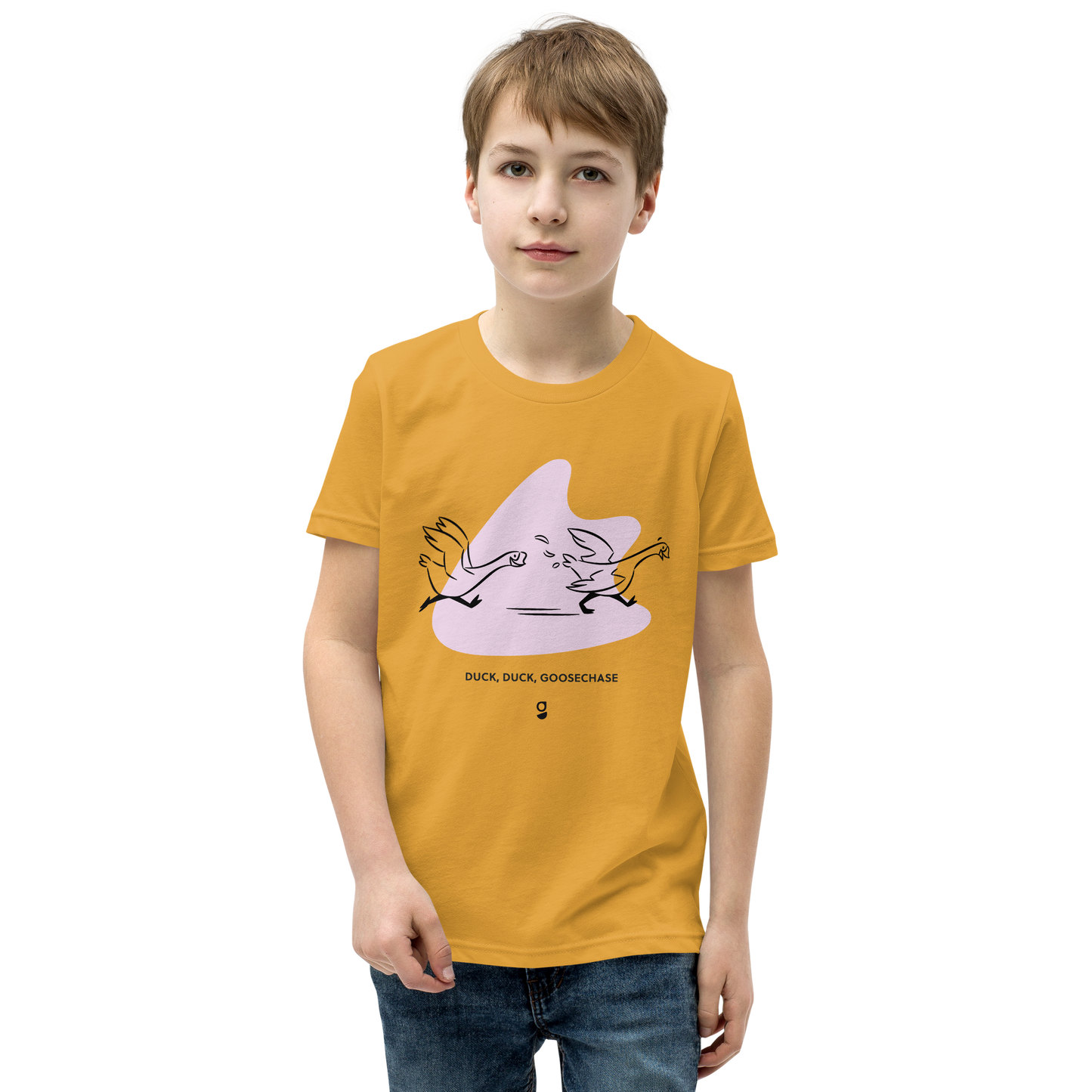 Lilac Duck, Duck, Goosechase Youth T-Shirt - Mustard, Cream or White