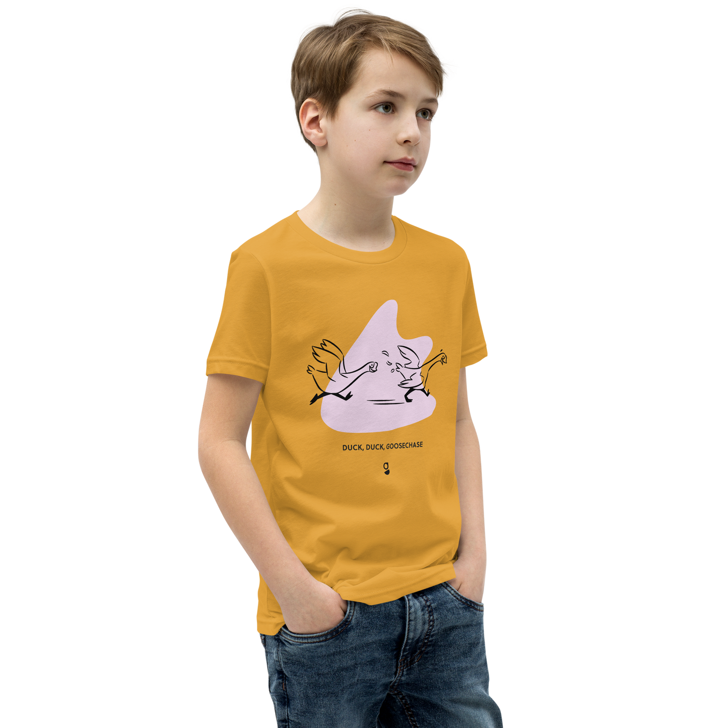 Lilac Duck, Duck, Goosechase Youth T-Shirt - Mustard, Cream or White