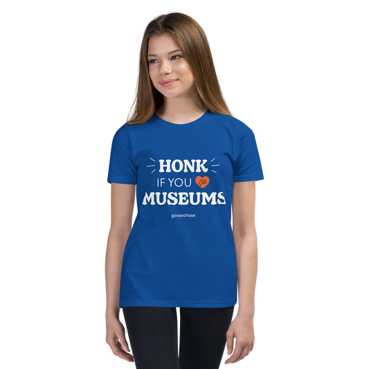 Honk if You Love Museums Youth T-Shirt - Green or Blue