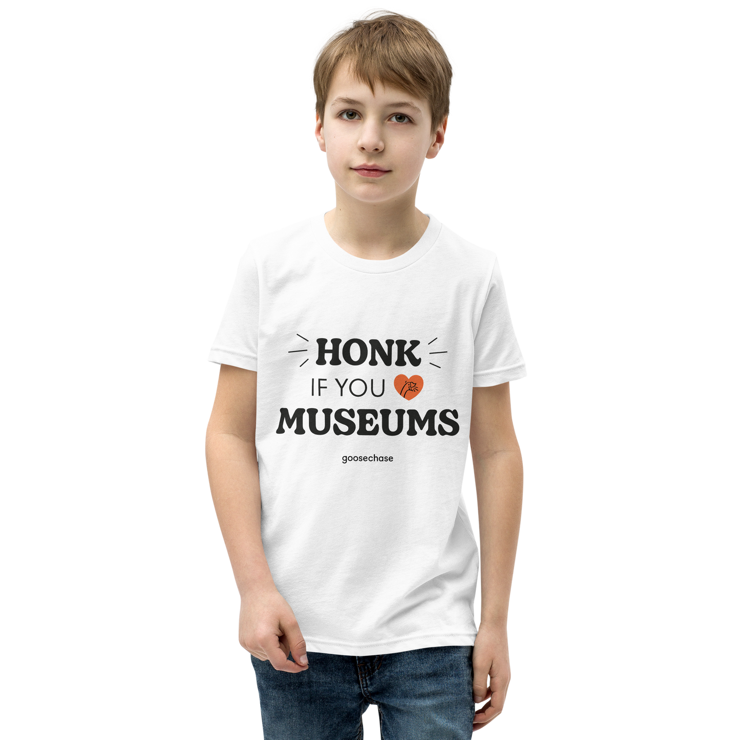 Honk if You Love Museums Youth T-Shirt - White or Cream