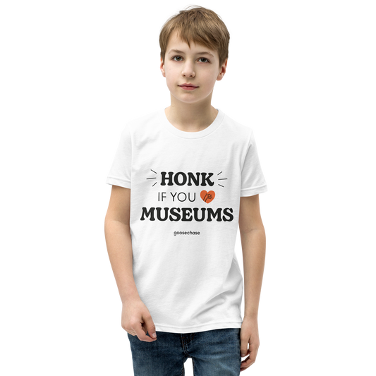 Honk if You Love Museums Youth T-Shirt - White or Cream