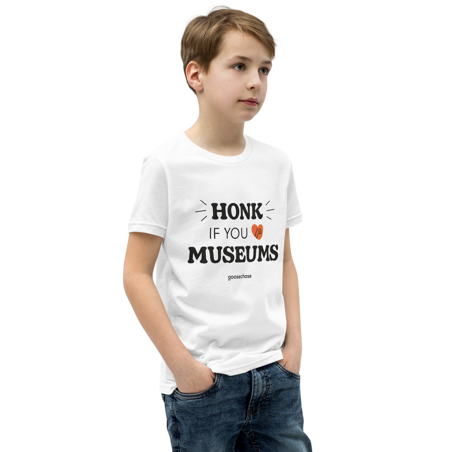 Honk if You Love Museums Youth T-Shirt - White or Cream